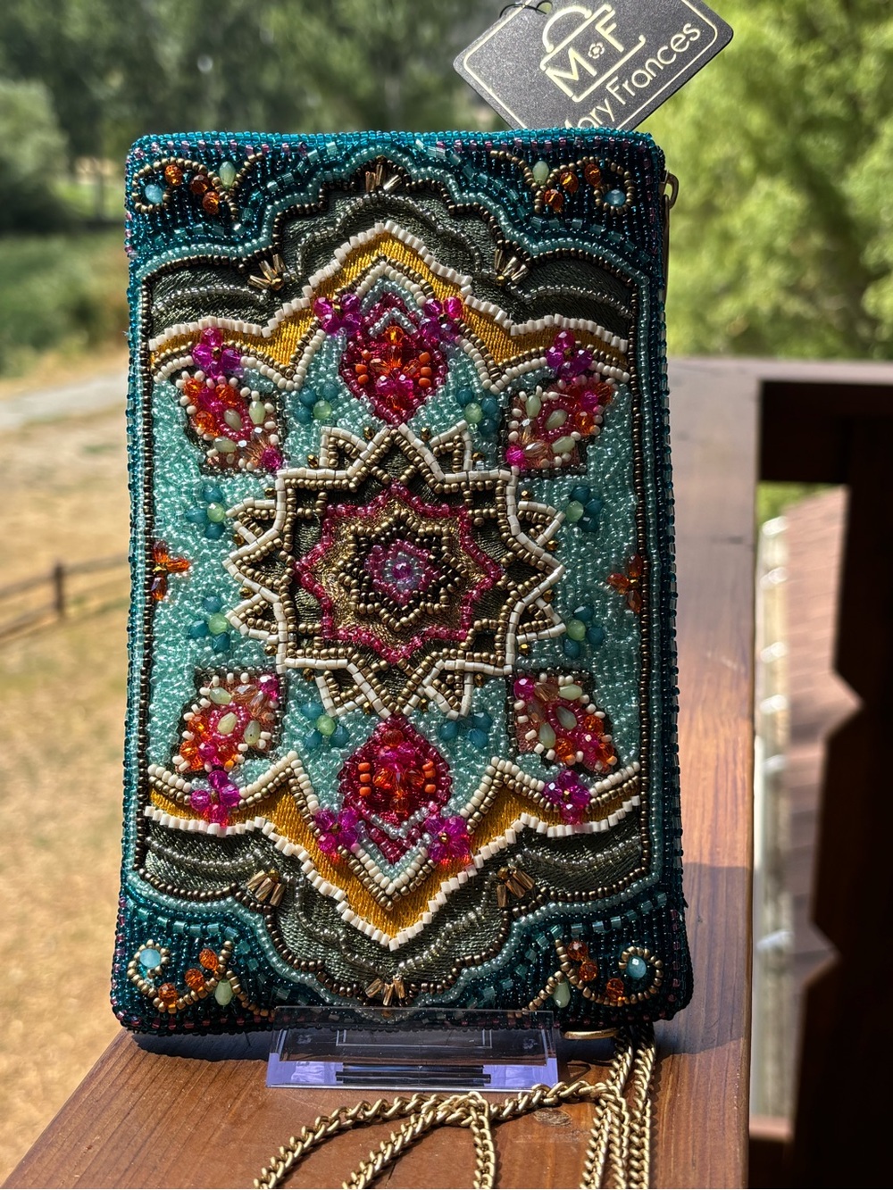 Mary Frances Venice teal Multicolor Beaded bag with Crossbody - Picture 15 of 17